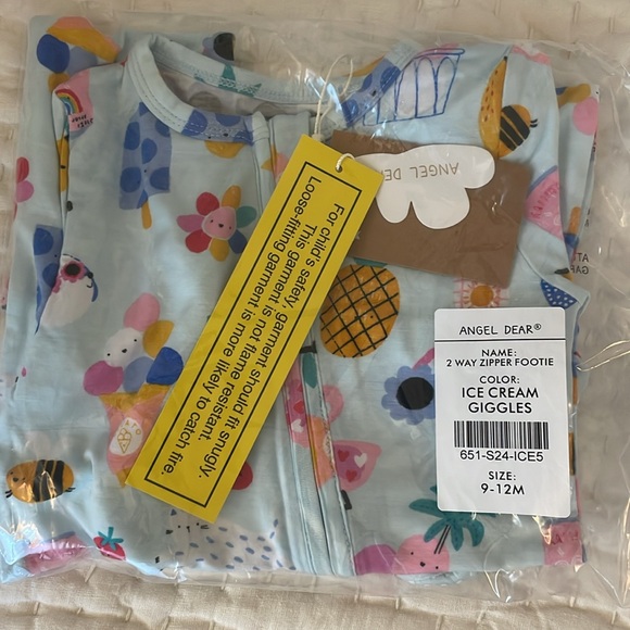 NWT Angel Dear Bamboo Ice Cream Giggles Zipper Footie Pajama - Picture 6 of 7